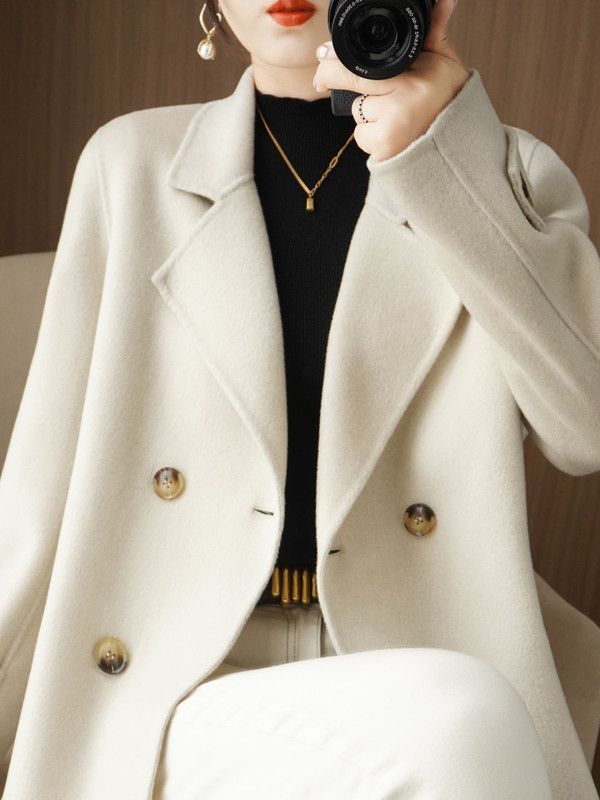 Wool Suit Jacket - Mantel Wol Tebal Trendy untuk Wanita,