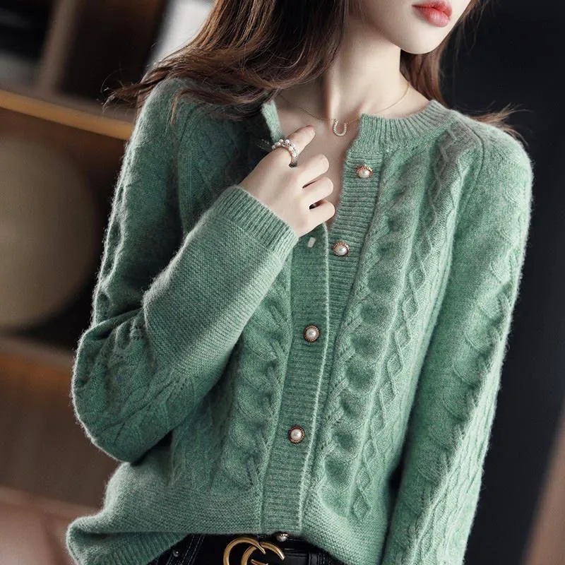 Wool Suit Jacket - Jaket Kardigan Rajut Vintage Wanita Musim