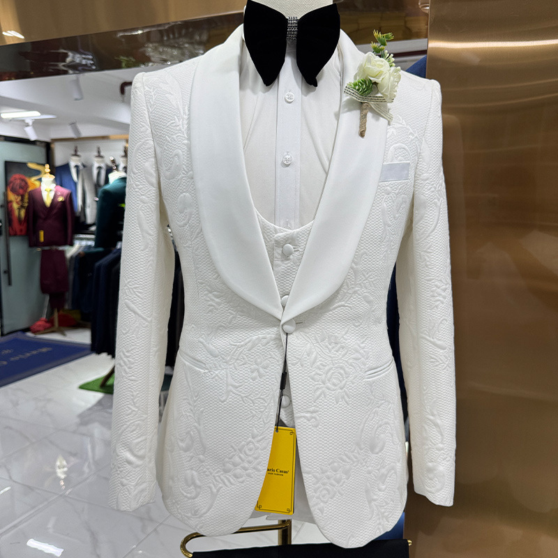 Formal Wear For Men In Wedding - Setelan Jas Pria Putih 3 Potong