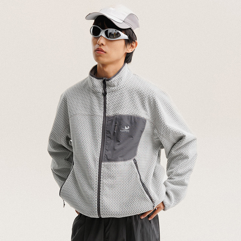 Wool Suit Jacket - Jaket Bulu Polar Bergaris Bergelombang Musim