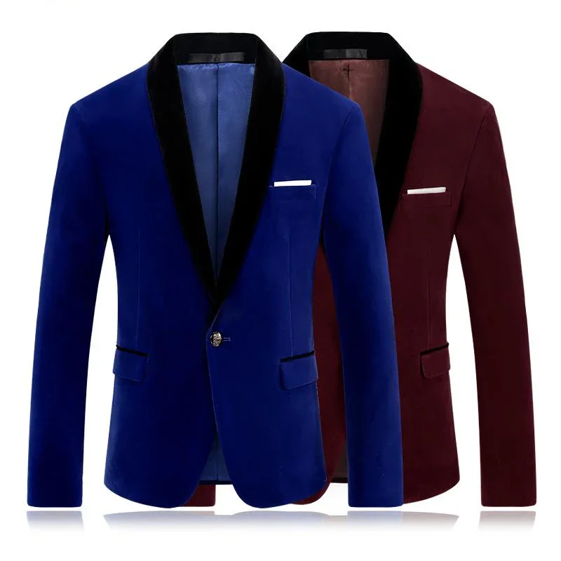 Wool Suit Jacket - 2024 mantel terbaru desain Royal Blue
