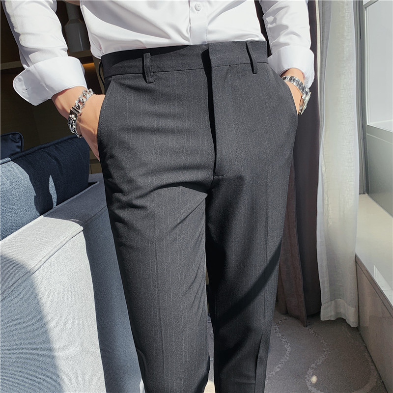 Celana Setelan Garis-garis Mod - Men Formal Wear Summer ulasan dan harga