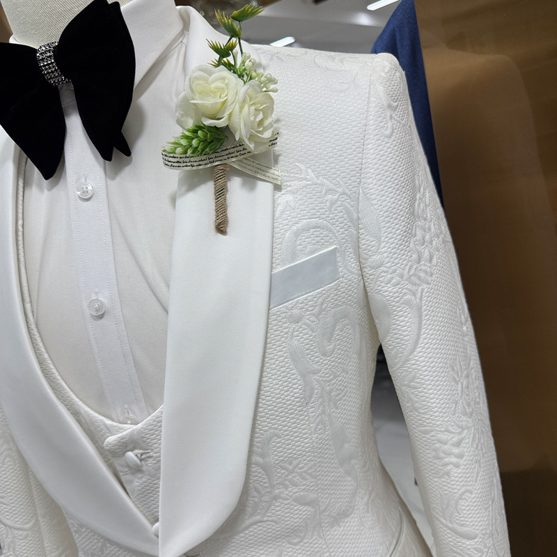 Setelan Jas Pria Putih 3 Poton - Formal Wear For Men In Wedding ulasan dan harga
