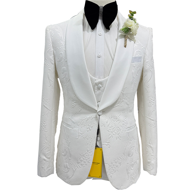 Setelan Jas Pria Putih 3 Poton - Formal Wear For Men In Wedding ulasan dan harga