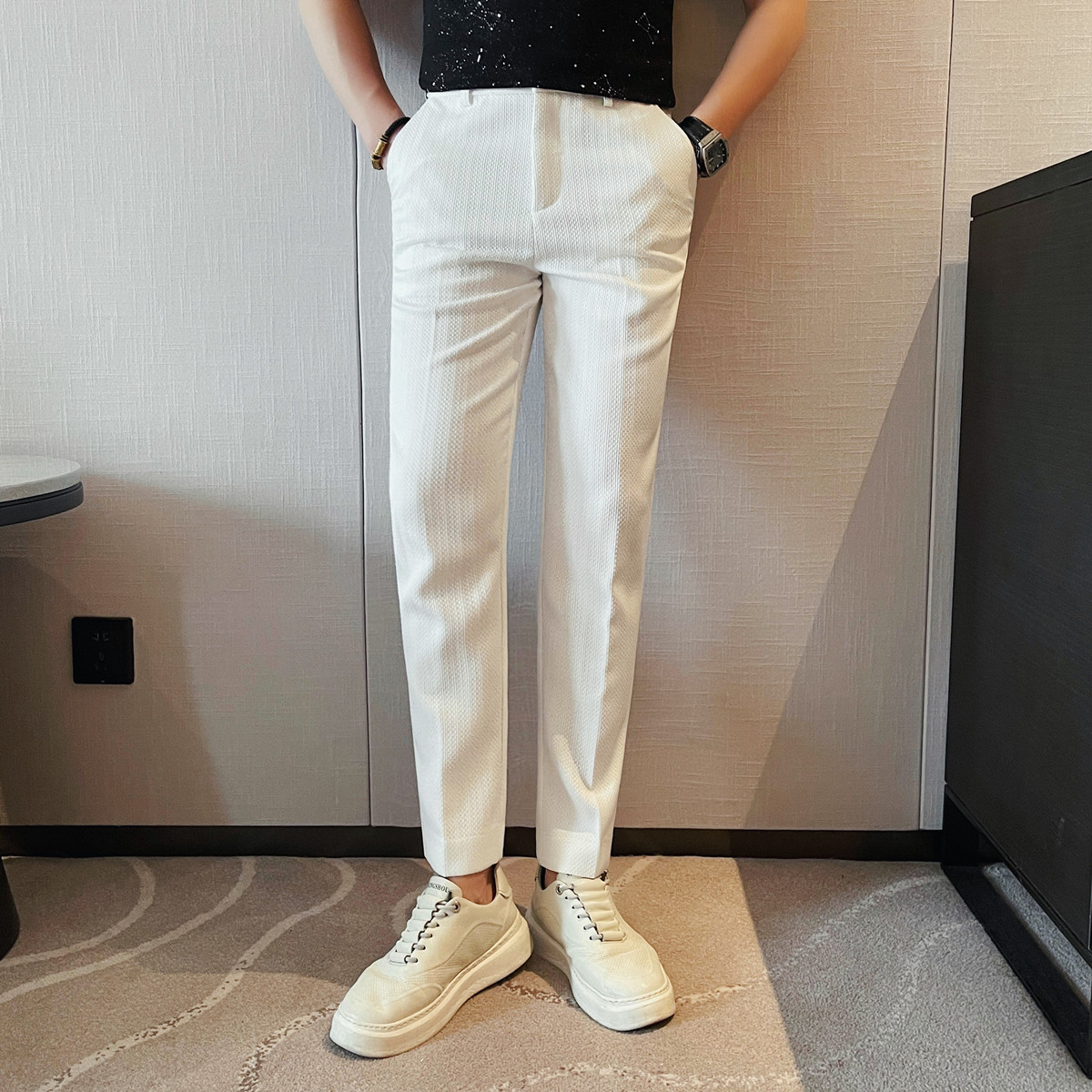 Celana Kasual Bergaris Tipis P - Men'S Used Formal Wear ulasan dan harga