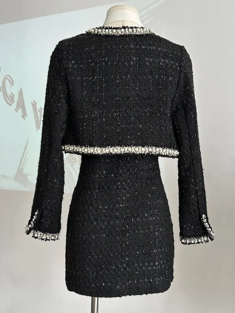 Set Jaket Pendek Wanita + Gaun - Wool Suit Jacket ulasan dan harga