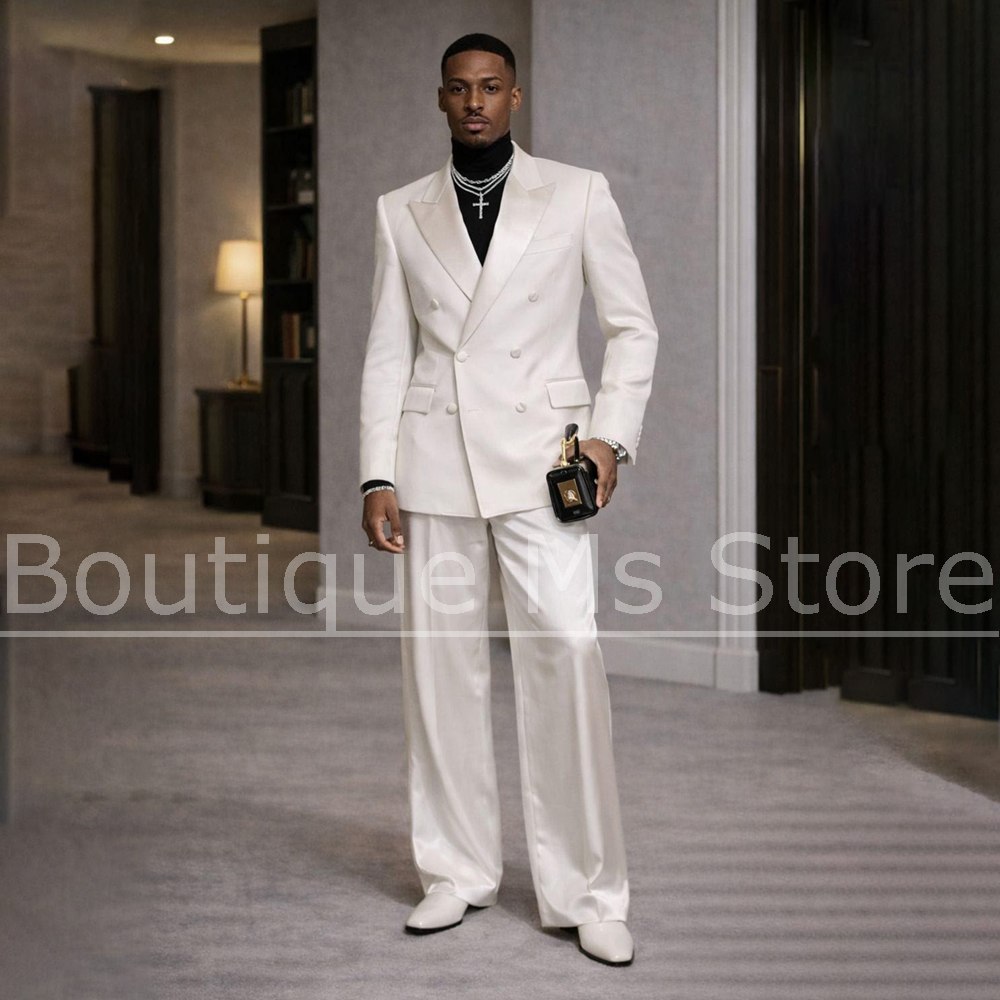 Jas Satin Putih Pria 2 Potong  - Formal Wear For Men In Wedding ulasan dan harga