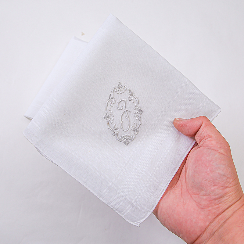 Set 2 buah mewah, elegan Linen - Monogrammed Handkerchief ulasan dan harga