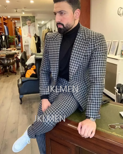 Setelan Pria Houndstooth 2 pot - Formal Wear For Men In Wedding ulasan dan harga