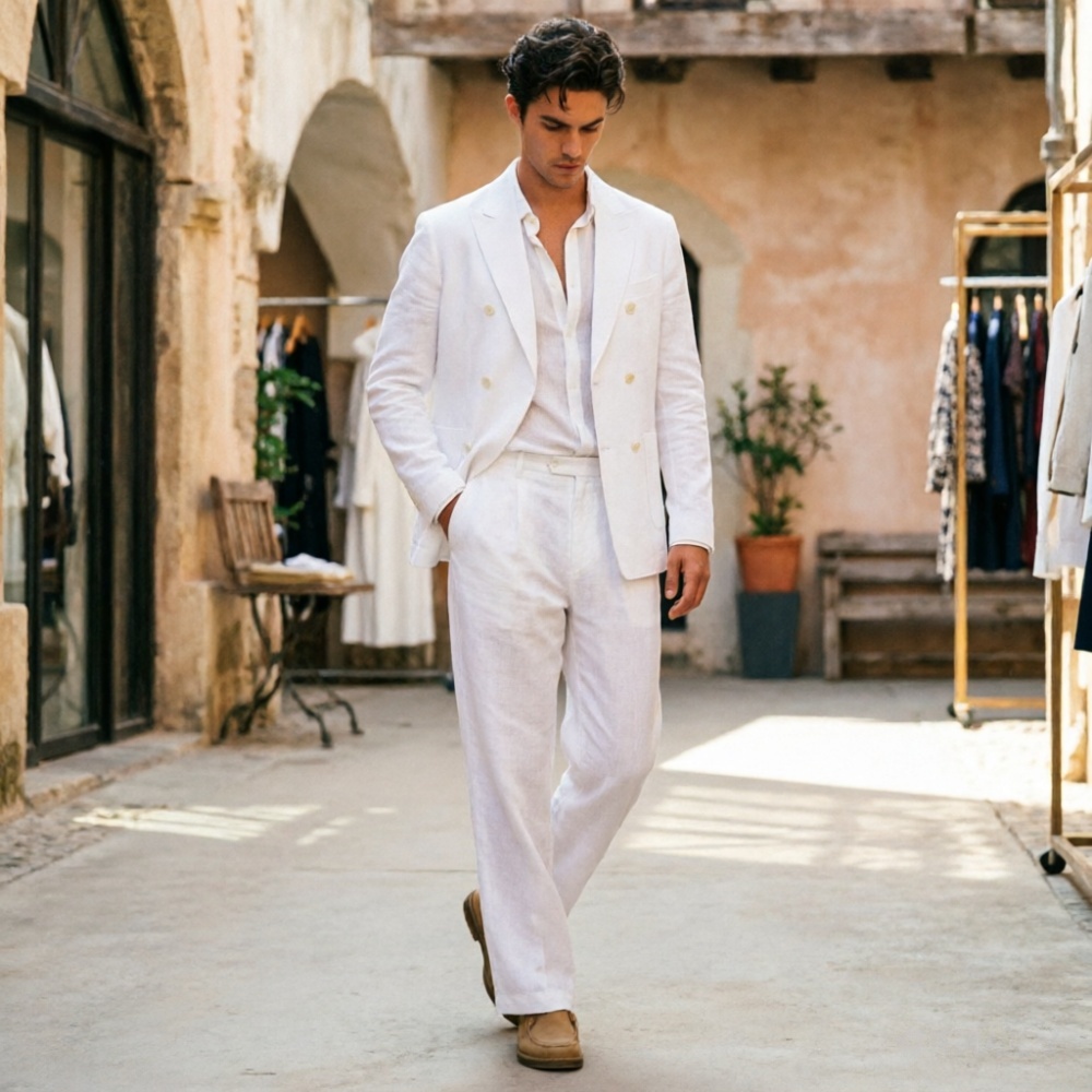 Setelan Pria Linen Hijau Sage  - Men Formal Wear Wedding Guest ulasan dan harga